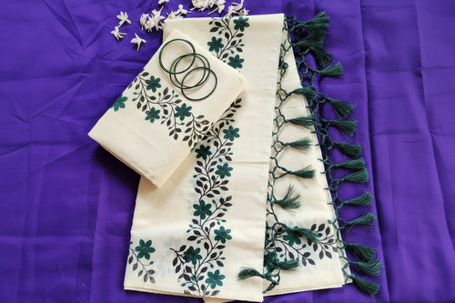 Green Embroidered Set Mundu